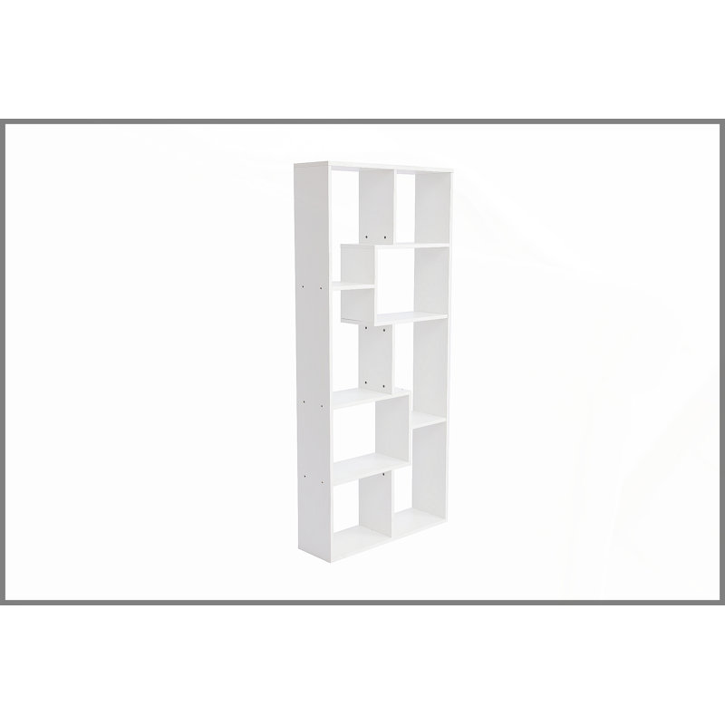 Asymmetrical Display Shelf & Bookcase, 5-Tier, White