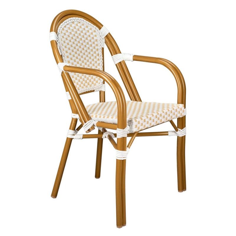 french Set Includes 40" Table and 4 Chairs with Arms by Chivari, White/Beige