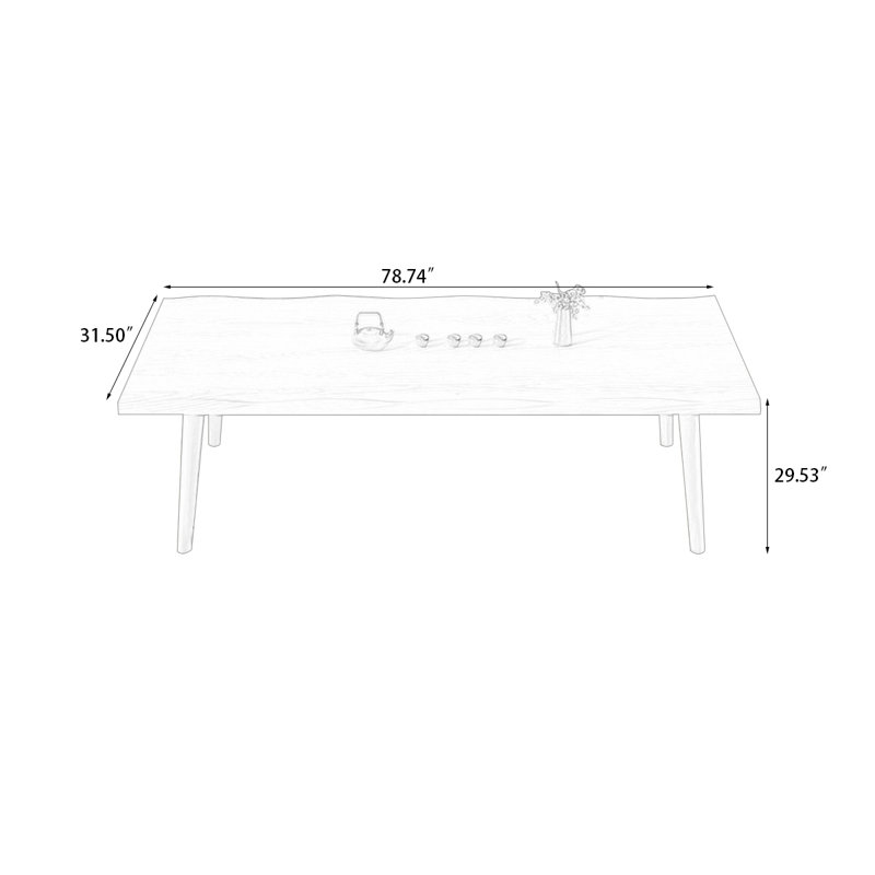 Brown Rectangular Solid Wood Dining Table, 29.53"H x 78.74"L x 31.5"W