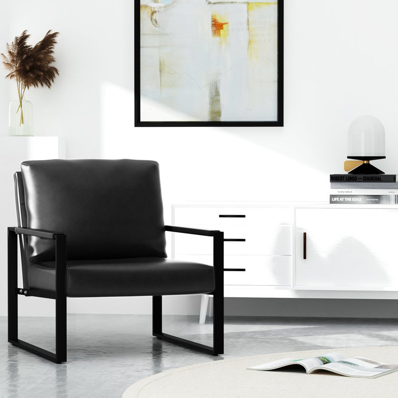Fauteuil en similicuir 24,83 po Eritrea, Similicuir noir