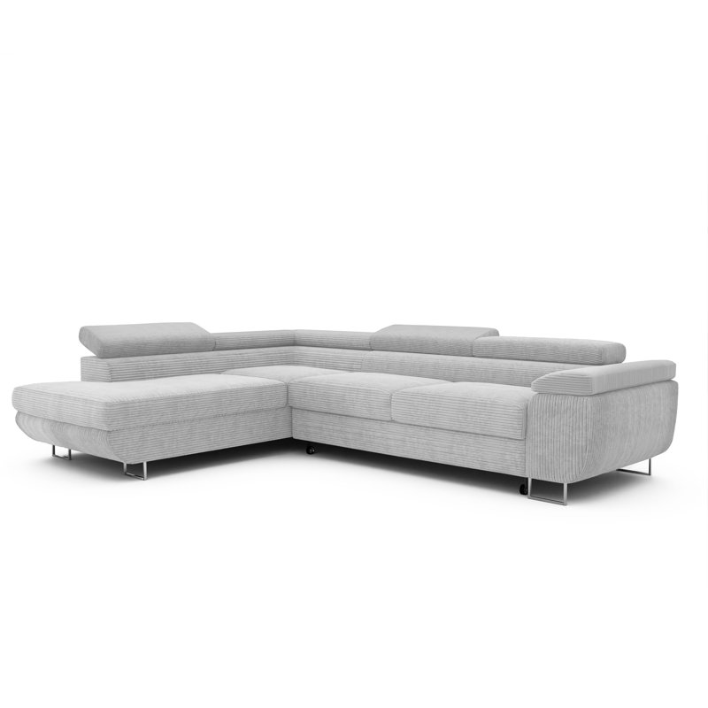 4 Seater Sofa Bed, Light Grey, Left Hand Facing