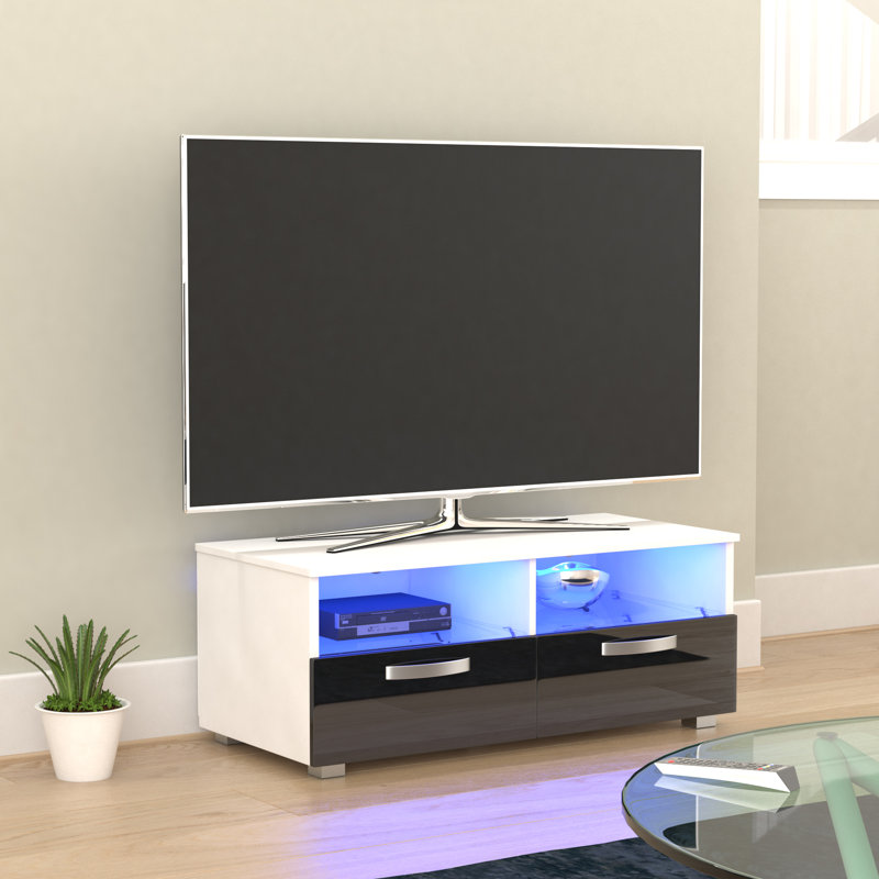 Blakely Unfinished TV Stand for TVs up to 43", White & Black