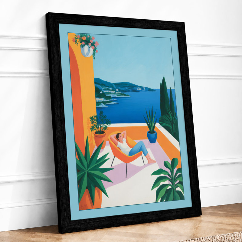 Seaside Reverie Coastal - Framed Print, A2 - 59.4 x 42.0 cm, Black