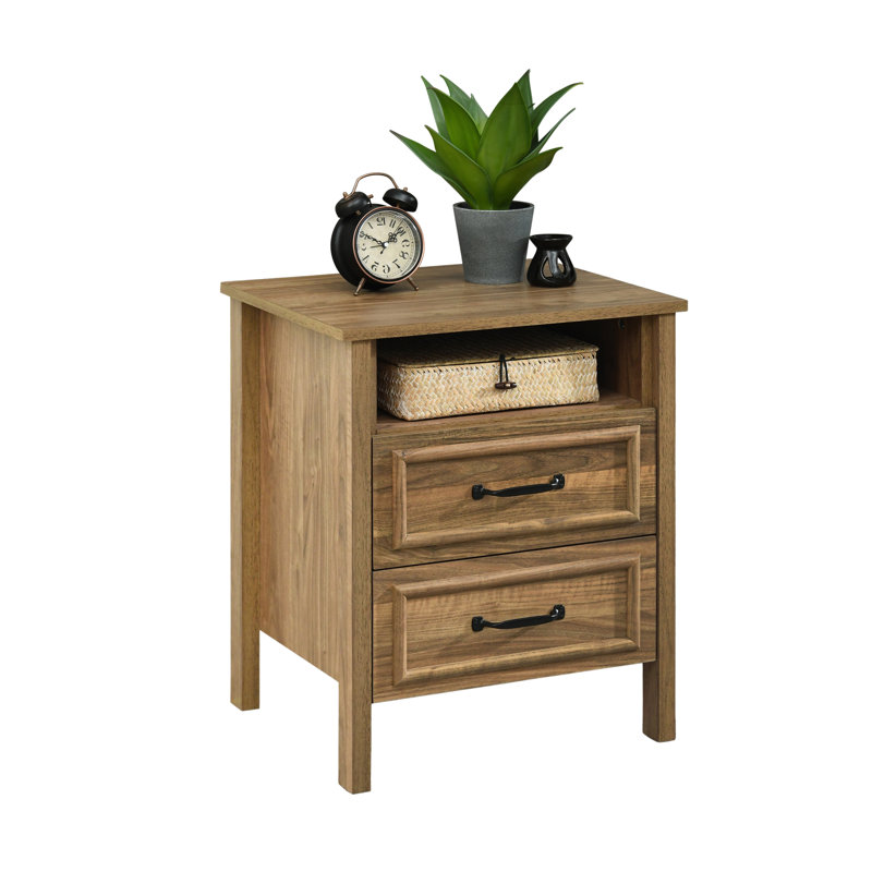 Table de chevet 2 tiroirs Marino, table de chevet avec tiroirs de rangement, table de chevet pour chambre à coucher, table de bout ou table d'appoint pour le salon, P 15,5 po x l 18,9 po x H 23,8 po