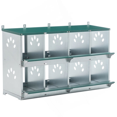8 Compartment Chicken Nesting Boxes,For Laying Eggs, Metal Poultry Nest Box Wall Mount For Chickens, Hens, Large Vented Holes Chicken Coop Box