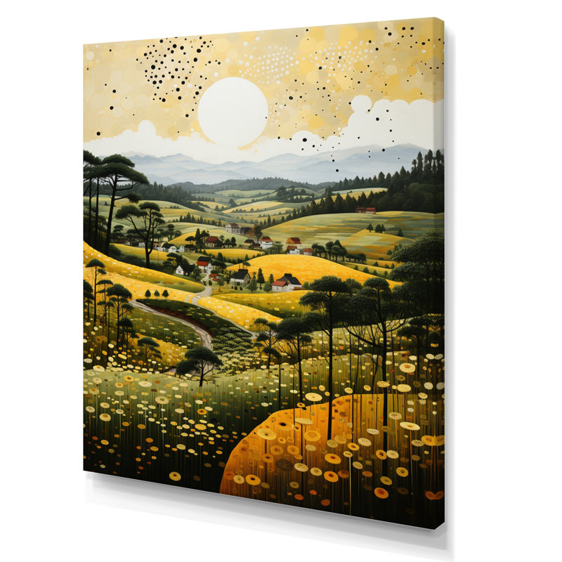 Prioleau Countryside Reverie Pointillism III, reproduction d'art sur toile, Toile tendue, H 32 po x l 24 po x P 1 po