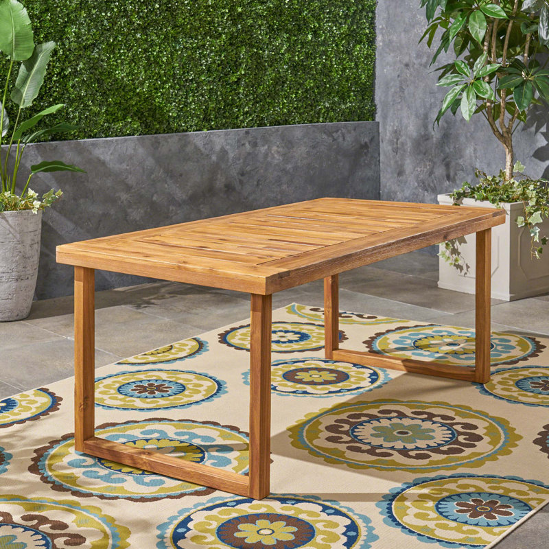 Table de salle à manger d'extérieur en bois d'acacia 69 ", Naturel