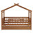 Twin Size Wooden House Bed With Twin Size Trundle, Wood Platform Bed Frame With Fence, Roof, And Safety Guardrail-1460201225-1460201224