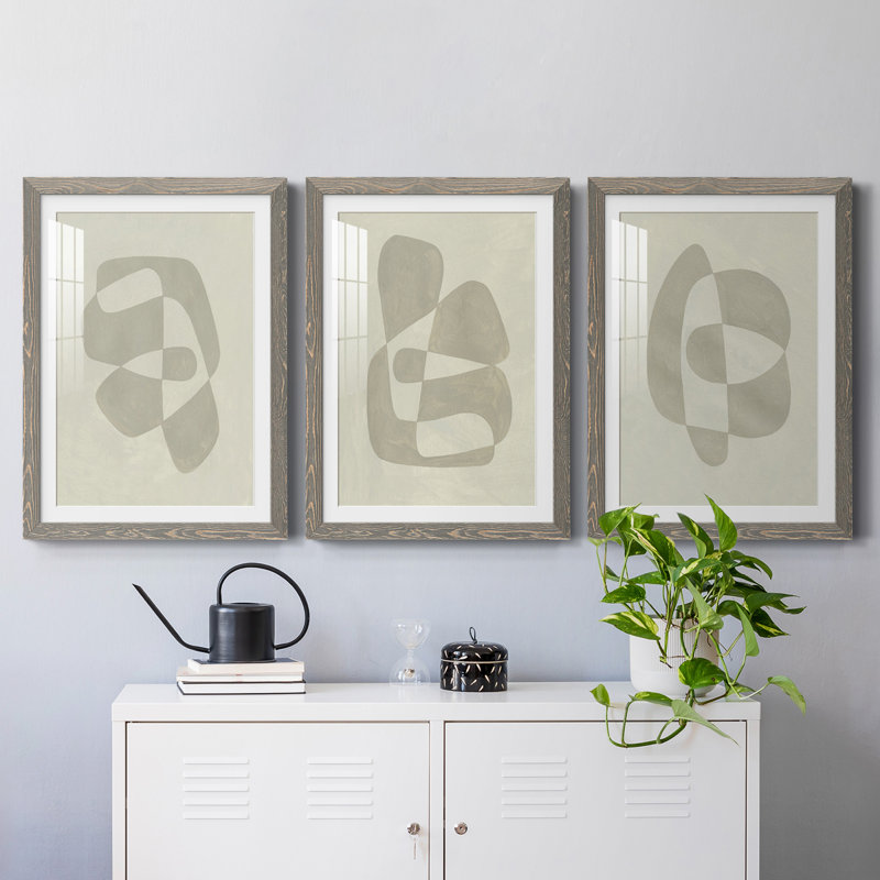 «Soft Shape I», ensemble de 3 reproductions de cadres photo, Gris, H 24 po x l 54 po x P 1,5 po