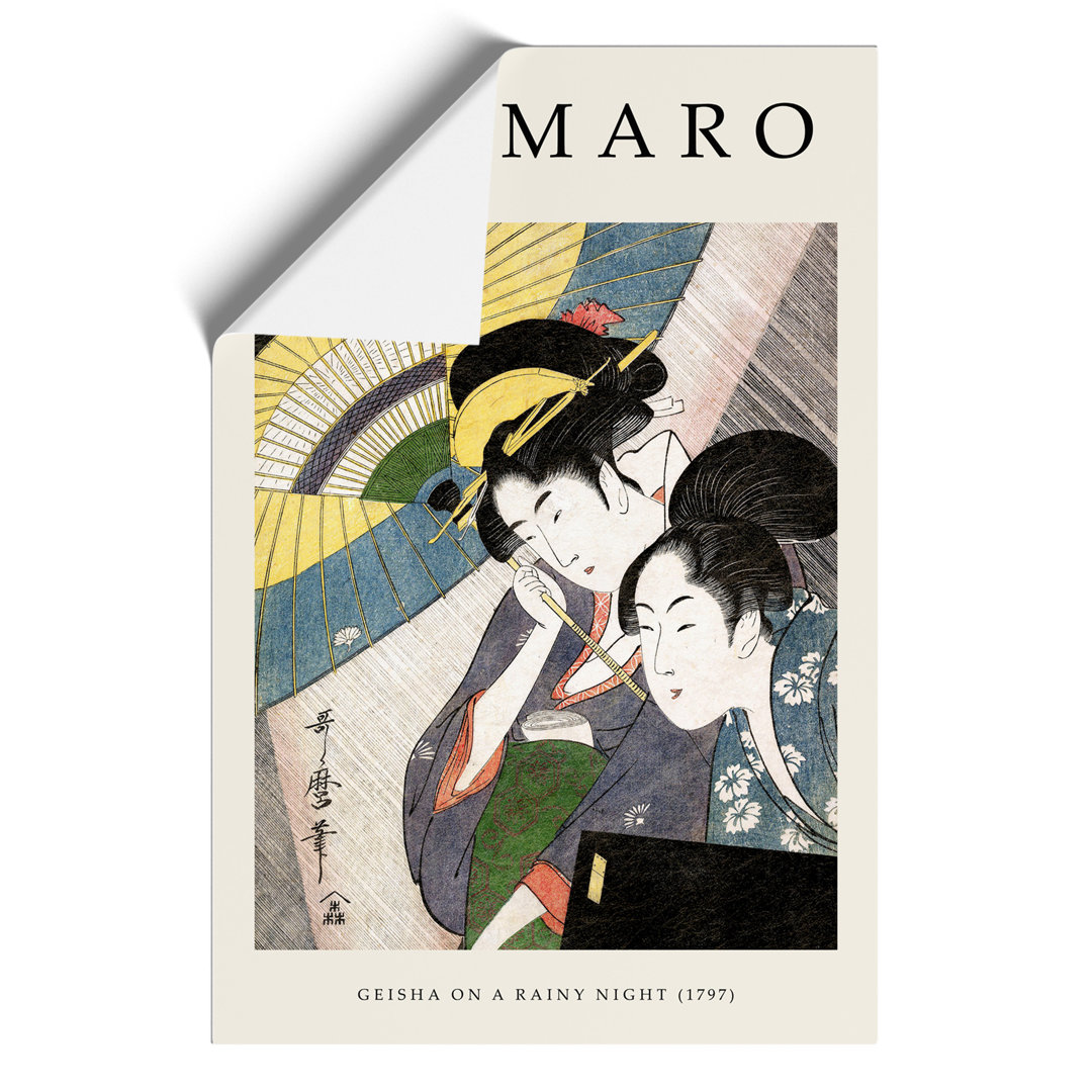 Geisha on a Rainy Night Print by Kitagawa Utamaro - Frameless Print
