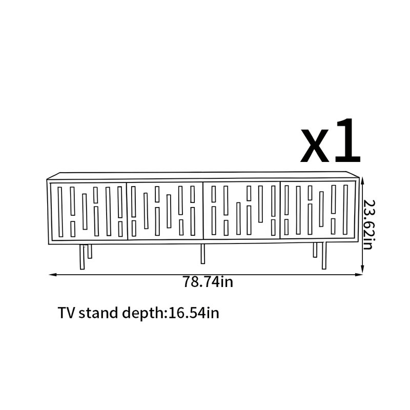 Meuble télé simple de style médiéval, 78.74"
