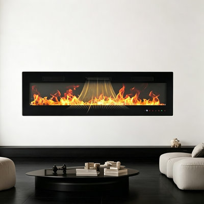 Recessed and Wall Mounted Electric Fireplace Heater with Remote Control, 13 Flame Colors, Overheat Protection, 5100 BTU