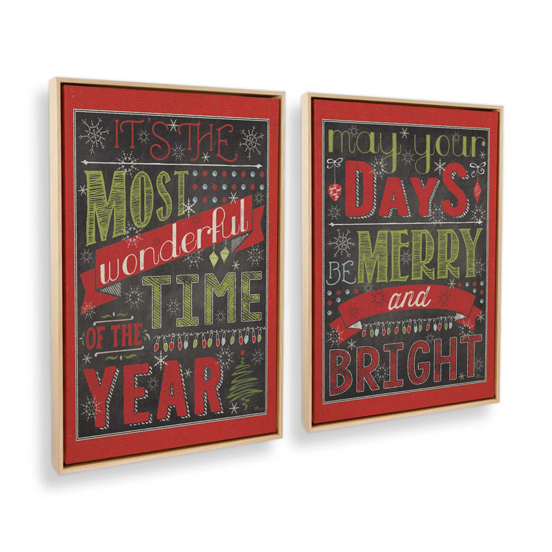 Merry and Bright Days, ensemble de 2 impressions sur toile, Érable américain, Impression encadrée sans passe-partout