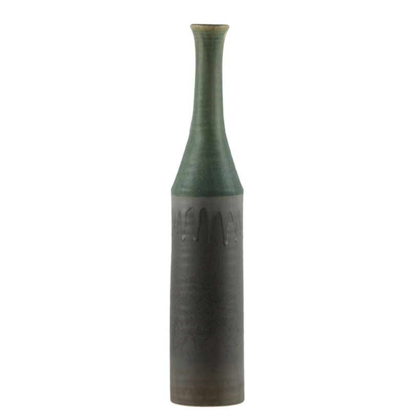 Vase de table en céramique, H 20 po x l 4 po x P 4 po, Bleu marine