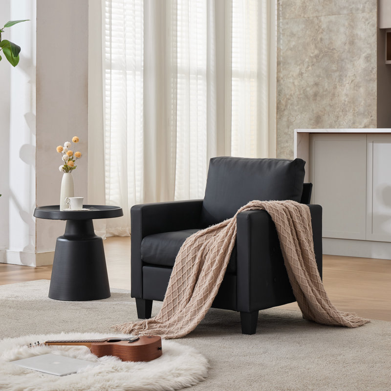 Fauteuil en similicuir 28,4 po, Noir