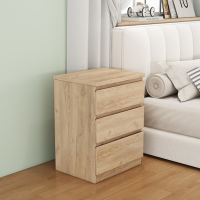 Wooden Nightstand with 3 Drawers