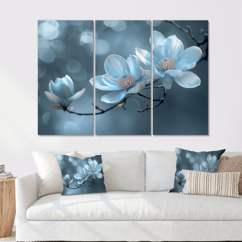 Blanc, gris, nuit, nirvana, magnolia photo I - ensemble d'art mural Magnolias, H 28 po x l 36 po x P 1 po