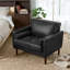 Fauteuil club capitonné Iliana en similicuir, accoudoirs carrés, avec 2 coussins-626856810