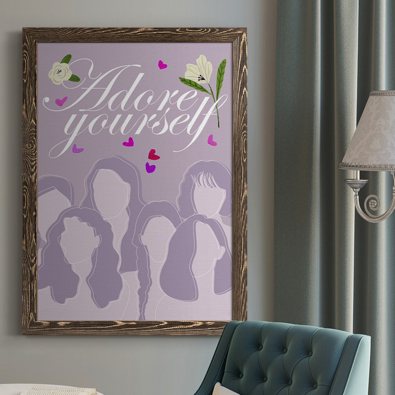 «Happy Galentine's Day Collection B», peinture sur toile encadrée, H 37,5 po x l 27,5 po x P 1 po, Noyer