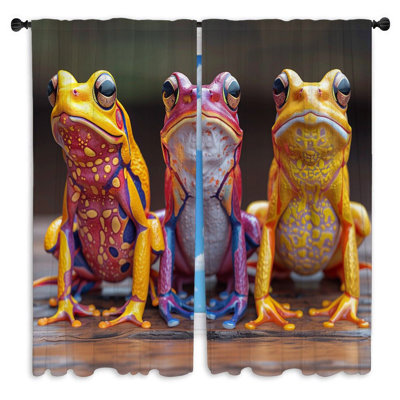 Rideaux de fenêtre grenouilles, couleurs vives, rideaux - 2 panneaux