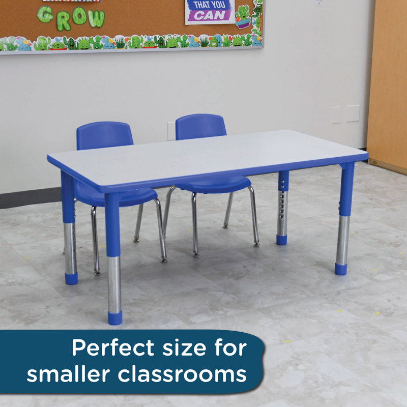 AS AS GROW Table rectangulaire réglable , H 24 po x l 48 po x P 22 po, Gris/bleu, Bleu / chrome
