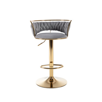 Cvetil Swivel Upholstered Velvet Adjustable Height Counter Stool with Iron Frame