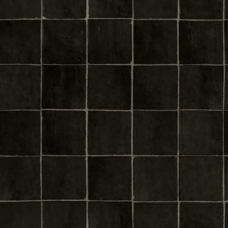 Papier peint adhésif zellige par Jeremiah Brent, L 16,5 po x l 20,5 po, Noir