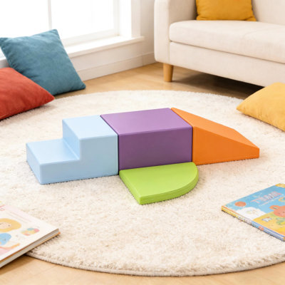 4 pièces en mousse souple pour 13 ans, développe la motricité par l'escalade et le glissement, jeu modulaire réutilisable ans, pour développer les compétences, la conception, la surface en cuir pu facile à nettoyer, sans assemblage