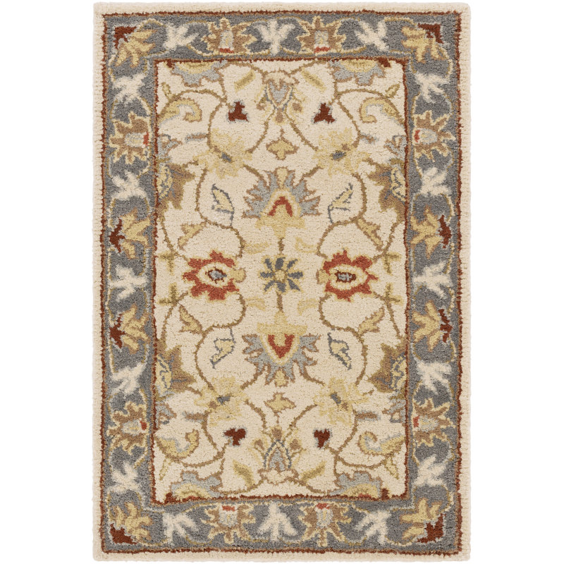 BuckHill Oriental Hand-Tufted Wool Tan Area Rug, Rectangle 12' x 18'