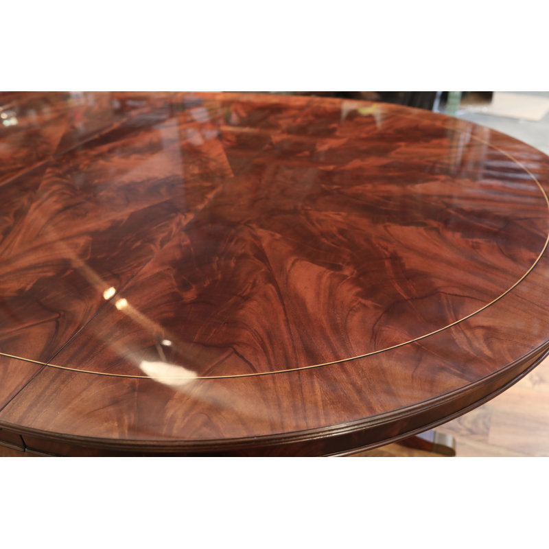 Round Mahogany Dining Table Opens To 10 Feet  Seats 12