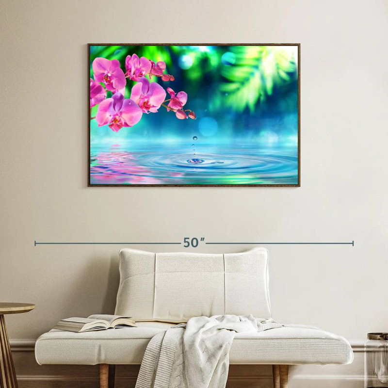 Orchidée zen, Cadre flottant noyer, 40 po x 27 po