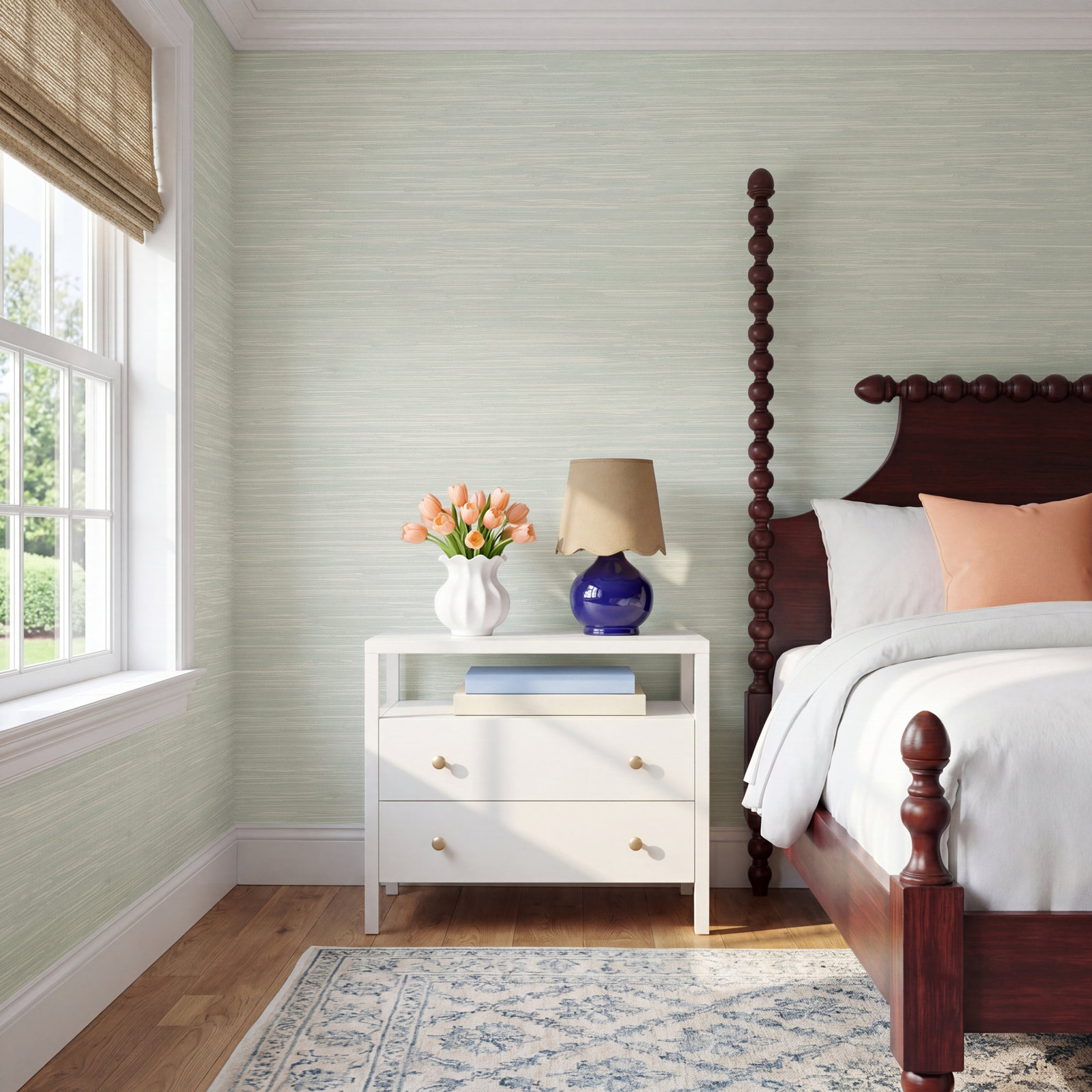 Dory Faux Grasscloth Wallpaper, Navy