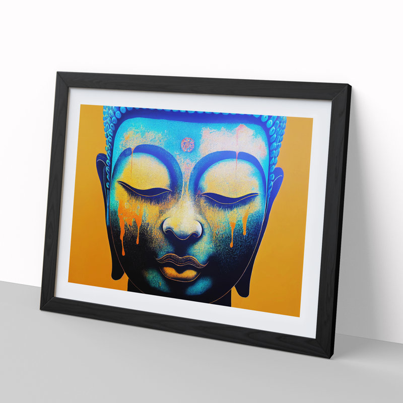 XH1022-6564X Paint Drip Buddha Vol.1 - Single Picture Frame Print, Black, 46cm H x 64cm W