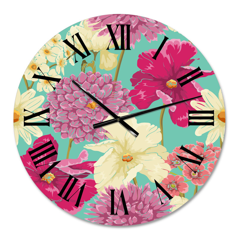 Horloge murale rétro rose et jaune, Surdimensionné