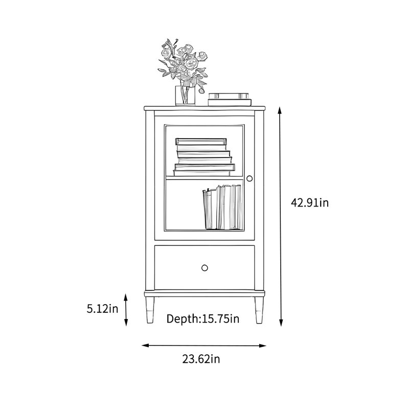 Single-door storage cabinet, Walnut