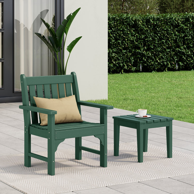 Chaise de jardin en polyuréthane avec table d'appoint Brierley, Vert