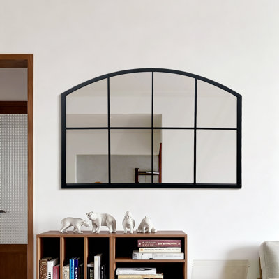 Miroir mural à carreaux arqués, cadre en métal, noir, 101,6 x 71,1 cm