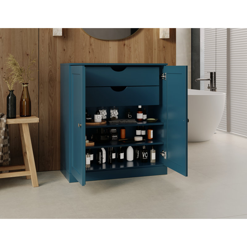 Armoire de rangement de salle de bain 32 po avec portes Shaker, 2 tiroirs et tablettes réglables Palace Imports, Sarcelle