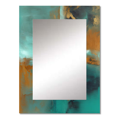 Teal Balance I - Abstract Decorative Mirror, Modern Wall Mirror, Printed Metal Art