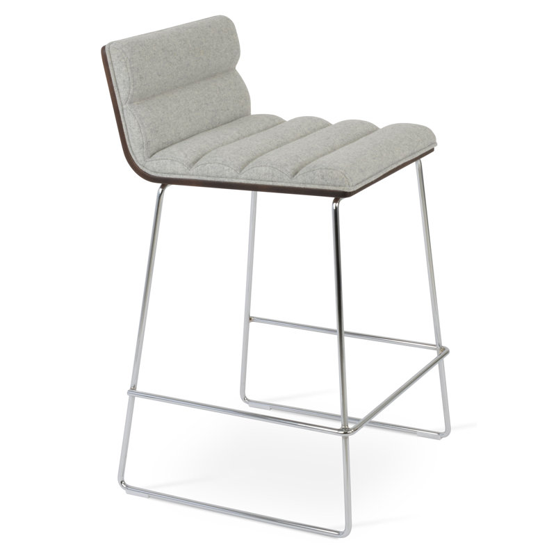 Tabouret de bar et de comptoir Corona Comfort, Laine argentée, Tabouret de bar (siège d'une hauteur de 29 po)