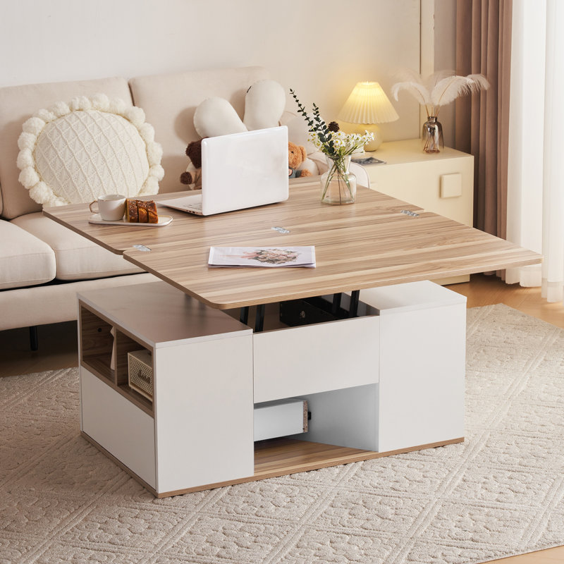 Lift Top Floor Shelf Coffee Table with Storage