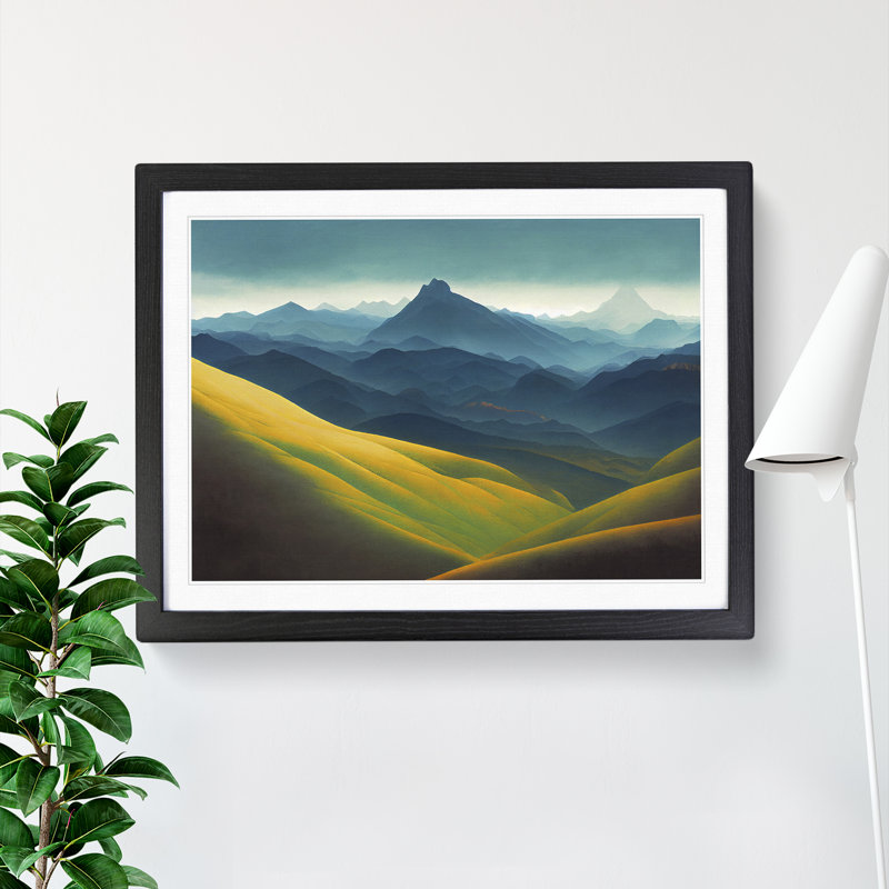 Joyous Mountain Landscape - Framed Print, Black, 34cm H x 46cm W x 2cm D