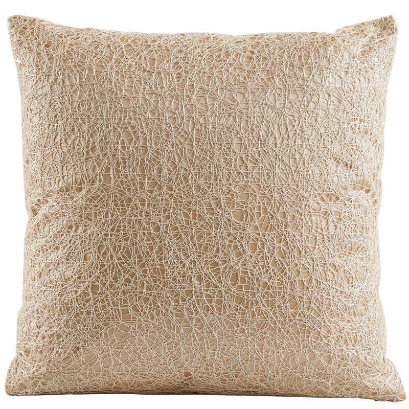 Ornate Mesh Lace Pattern Pillow Cover, Antique Gold
