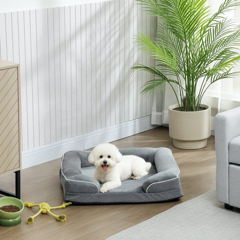 Dog Sofa Bed Washable Pet Bed with Non-Slip Bottom, 16.5cm H x 70cm W x 60cm D