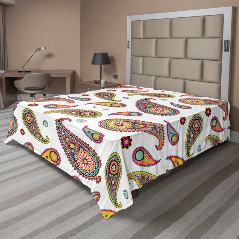 Drap de saison Ambesonne, Beige, rouge, bleu / cachemire, Très grand