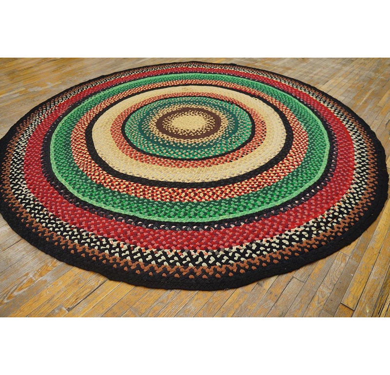 Tapis tressé antique américain Happy Jewel Tone