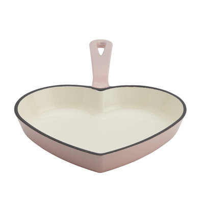 Smith & Clark 9" Enameled Cast Iron Heart-Shaped Skillet Fry Pan, Pink