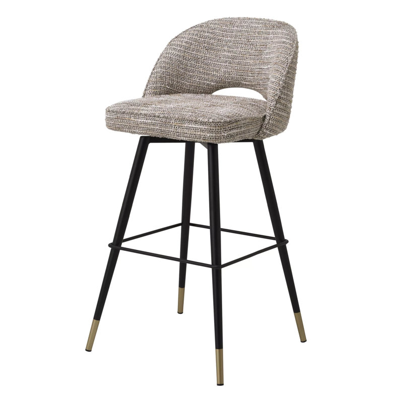 Cliff Swivel Upholstered Stool with Metal Frame, Bar Stool (31" Seat Height), Beige
