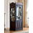 French-Style Vintage Oak Rotating Storage Cabinet With Glass Doors Bookcase