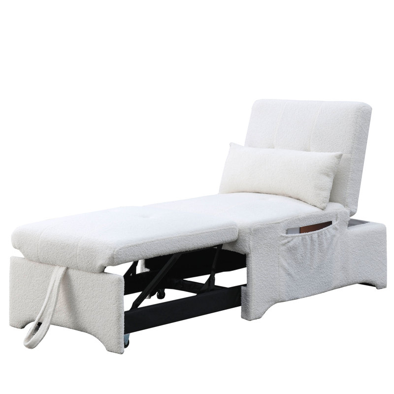 Upholstered Chaise Lounge, Beige 100% Polyester